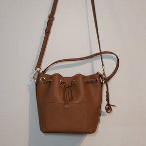 Michael Kors brown leather bucket bag